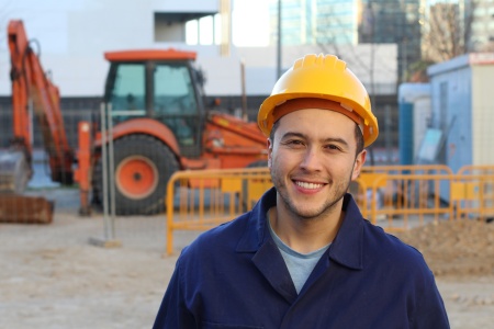 Worker with hard hat